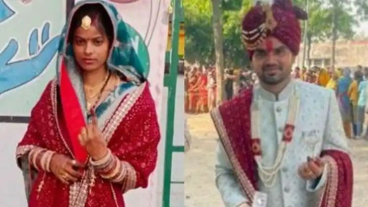 वोट डालने के चक्कर में दुल्हन ने दुल्हे को कराया घंटो इंतजार, सोशल मीडिया पर वायरल हुई तस्वीरें