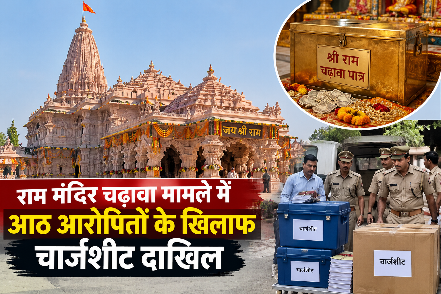 राम मंदिर चढ़ावा मामले में आठ आरोपितों के खिलाफ चार्जशीट दाखिल
