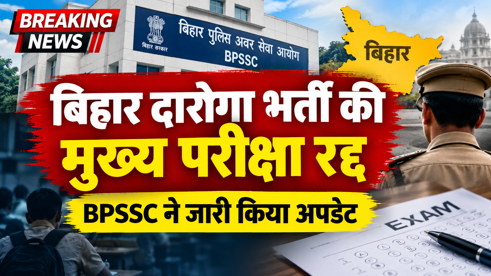 बिहार दारोगा भर्ती की मुख्य परीक्षा रद्द, BPSSC ने जारी किया अपडेट; नई तारीख का इंतजार